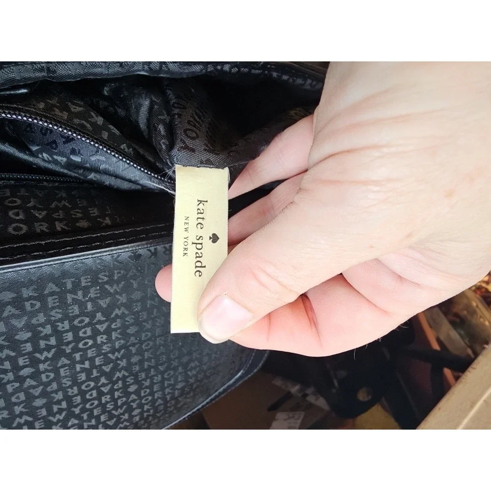 Kate Spade New York Womens Black Leather Flap Medium Satchel Bag Handbag